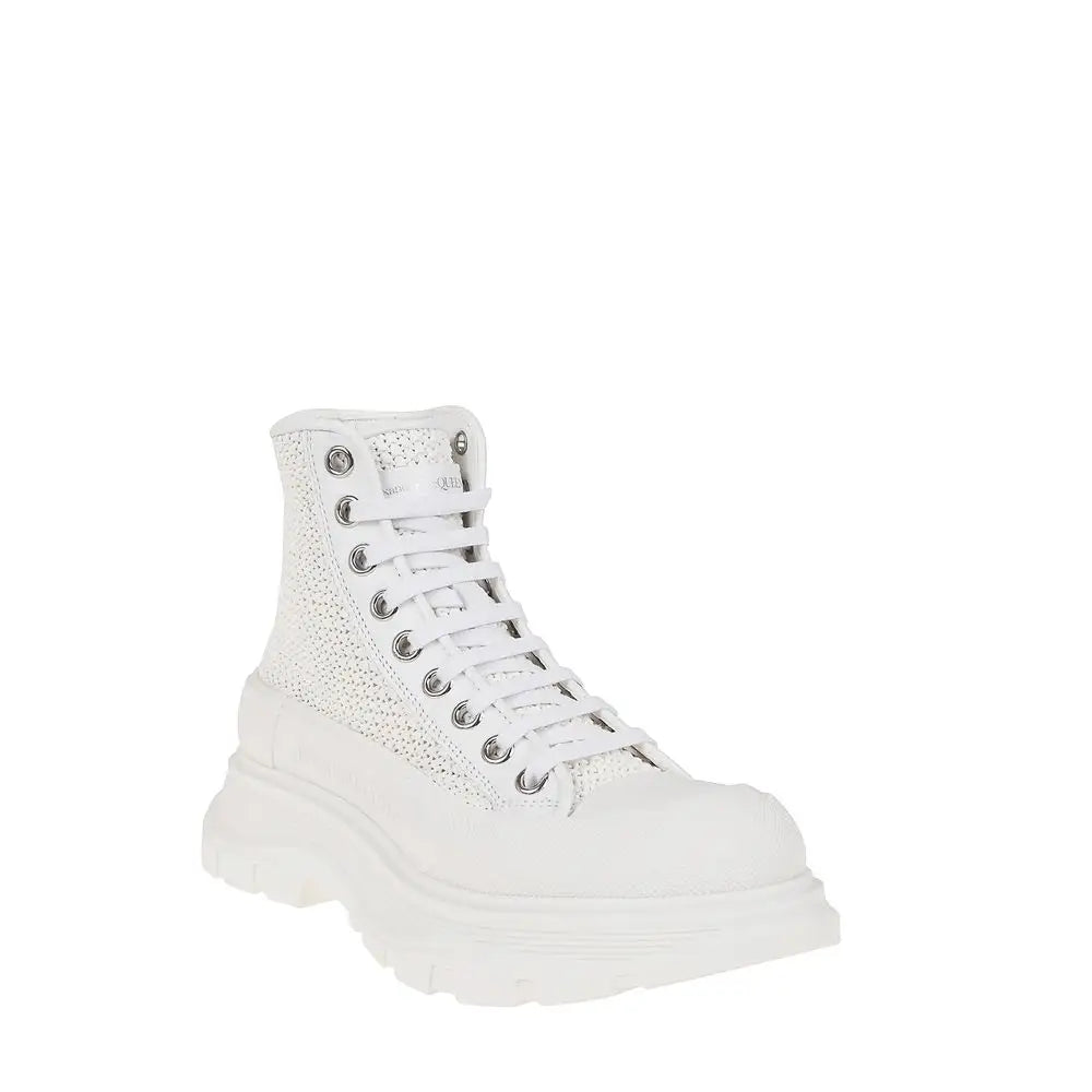 Alexander McQueen White Raffia High Top Sneakers - Sneakers