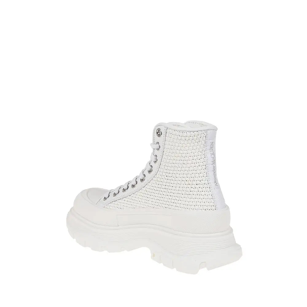 Alexander McQueen White Raffia High Top Sneakers - Sneakers