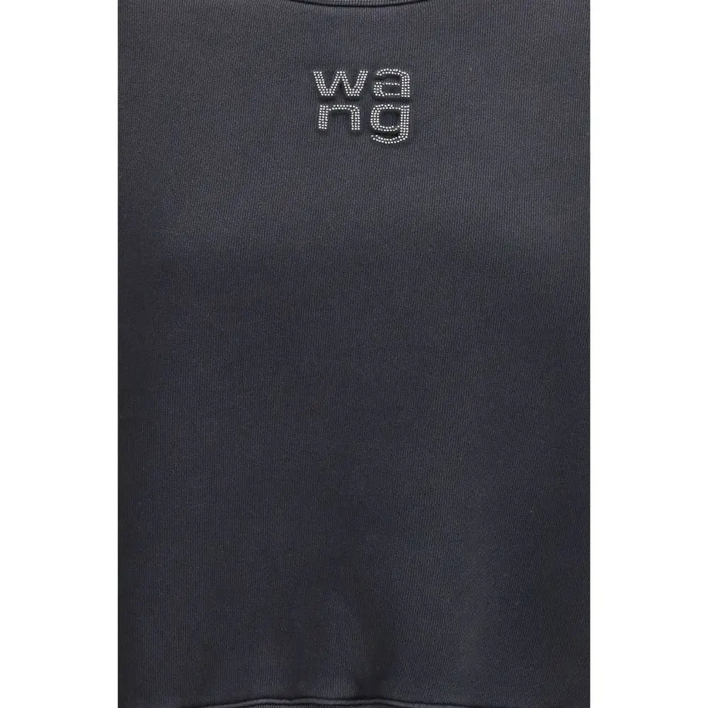 Alexander Wang sort bomuldssweatshirt med sølv wang-logo. 100% originale brands
