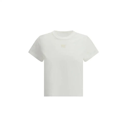 Minimalistisk hvid kortærmet Alexander Wang bomuldst-shirt med subtil logo