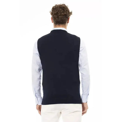 Alpha Studio Blue Viscose Men Jacket