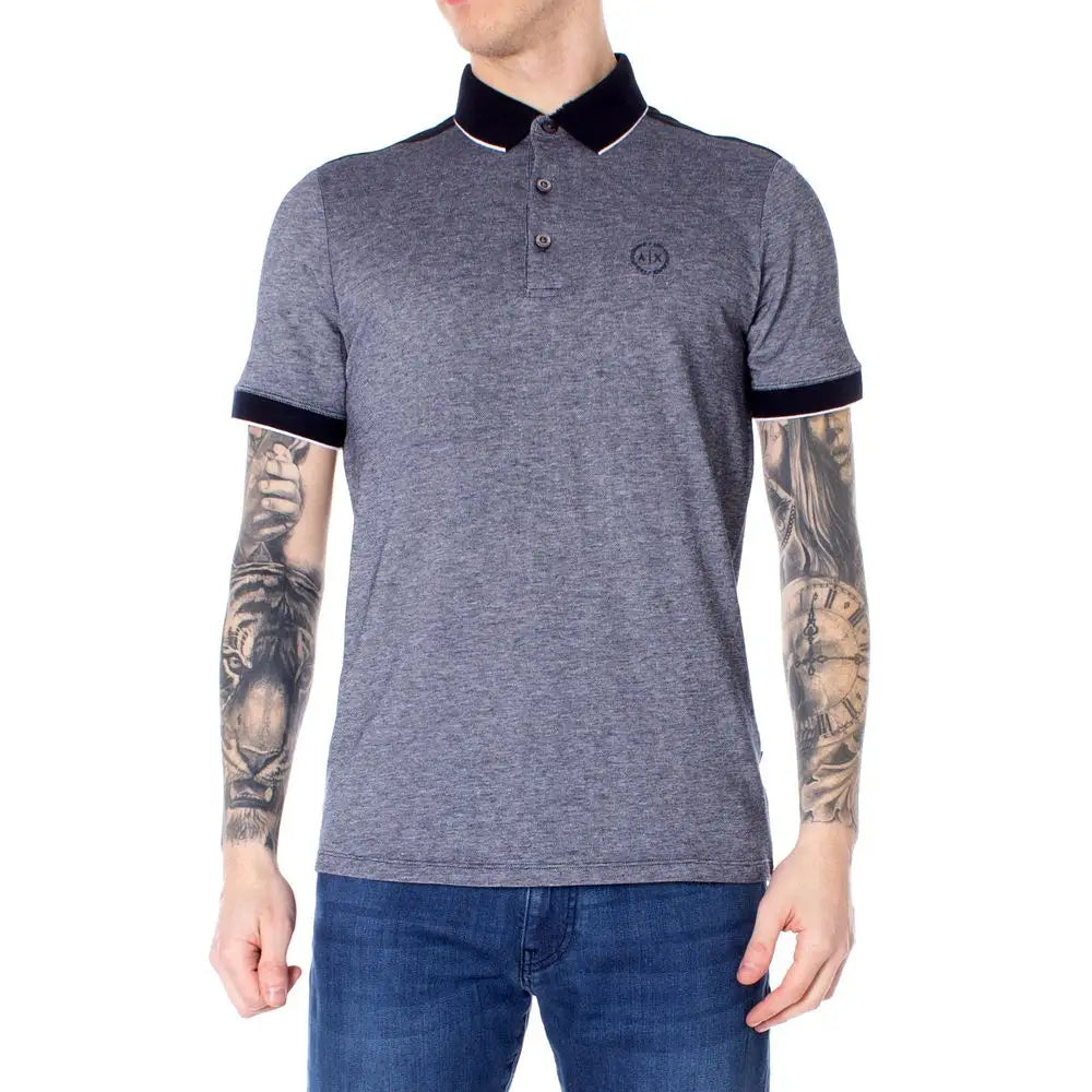 Armani Exchange Blue Cotton Polo Shirt - IT44/S - Polo Shirts
