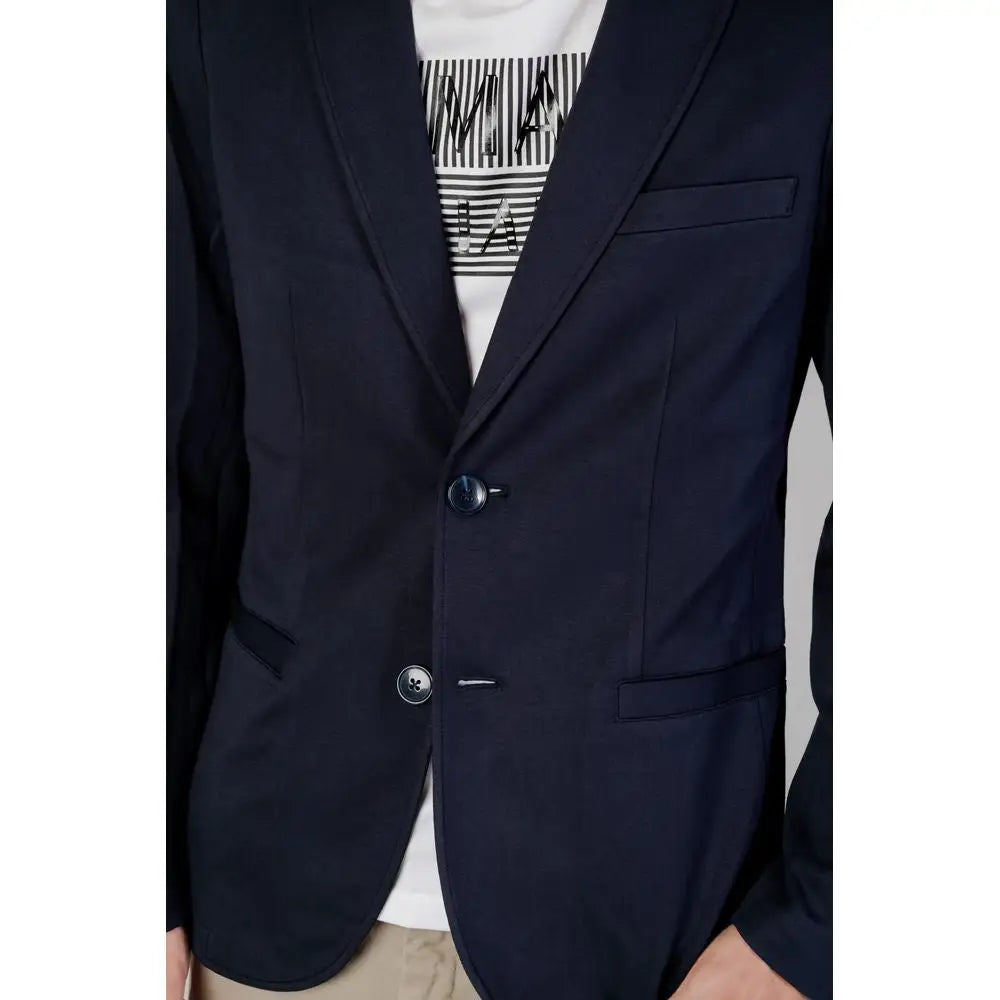 Armani Exchange Blue Viscose Blazer