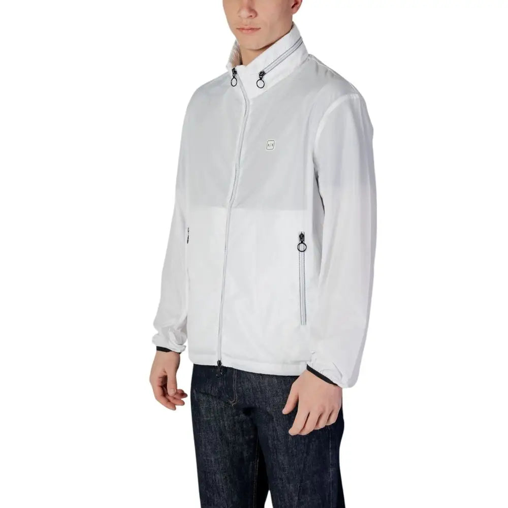 Armani Exchange White Polyester Jackets & Coat