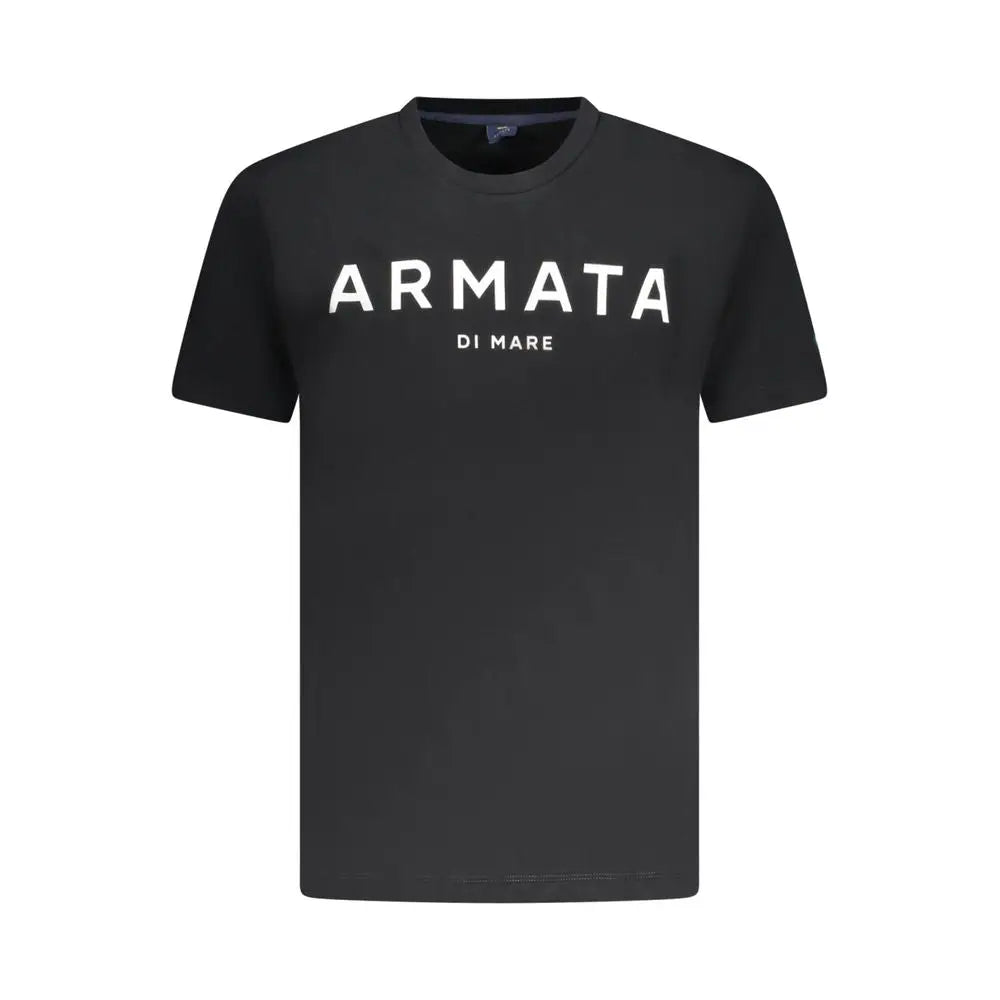 Armata di mare sort bomuld herret-shirt med hvidt tryk, 100% originalt brand