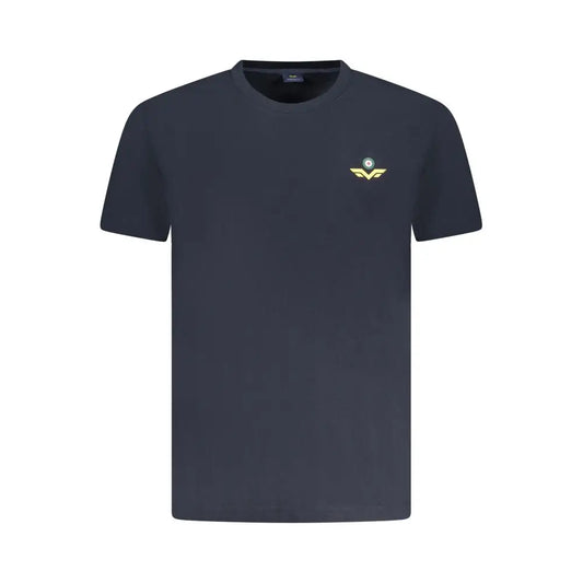 Armata di mare blue cotton men t-shirt med mørk marine blå crew-neck og guld-logo