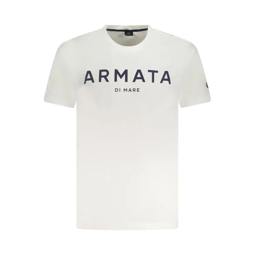 Armata di mare white cotton men t-shirt with navy chest print