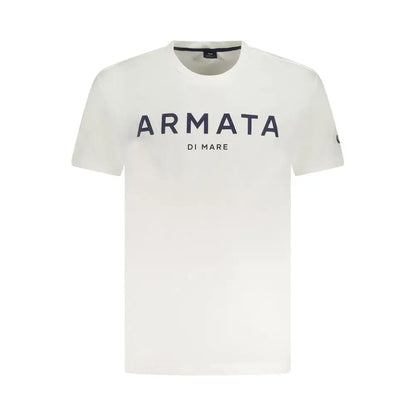 Armata di mare white cotton men t-shirt with navy chest print