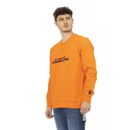 Automobili Lamborghini Orange Cotton Men Sweater
