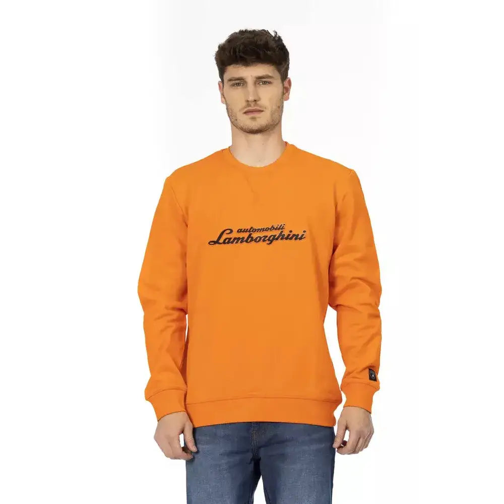 Automobili Lamborghini Orange Cotton Men Sweater