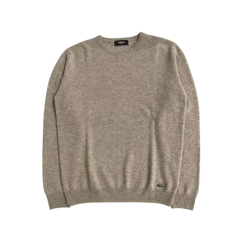 Baldinini Trend beige cashmere sweater i fin knit med heathered tekstur