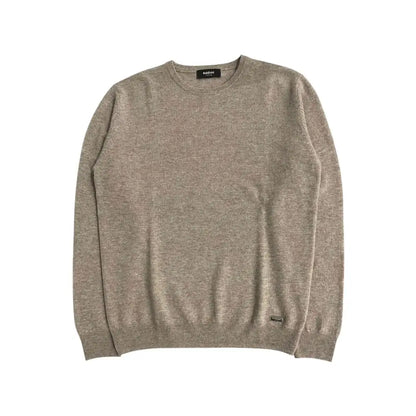 Baldinini Trend beige cashmere sweater i fin knit med heathered tekstur