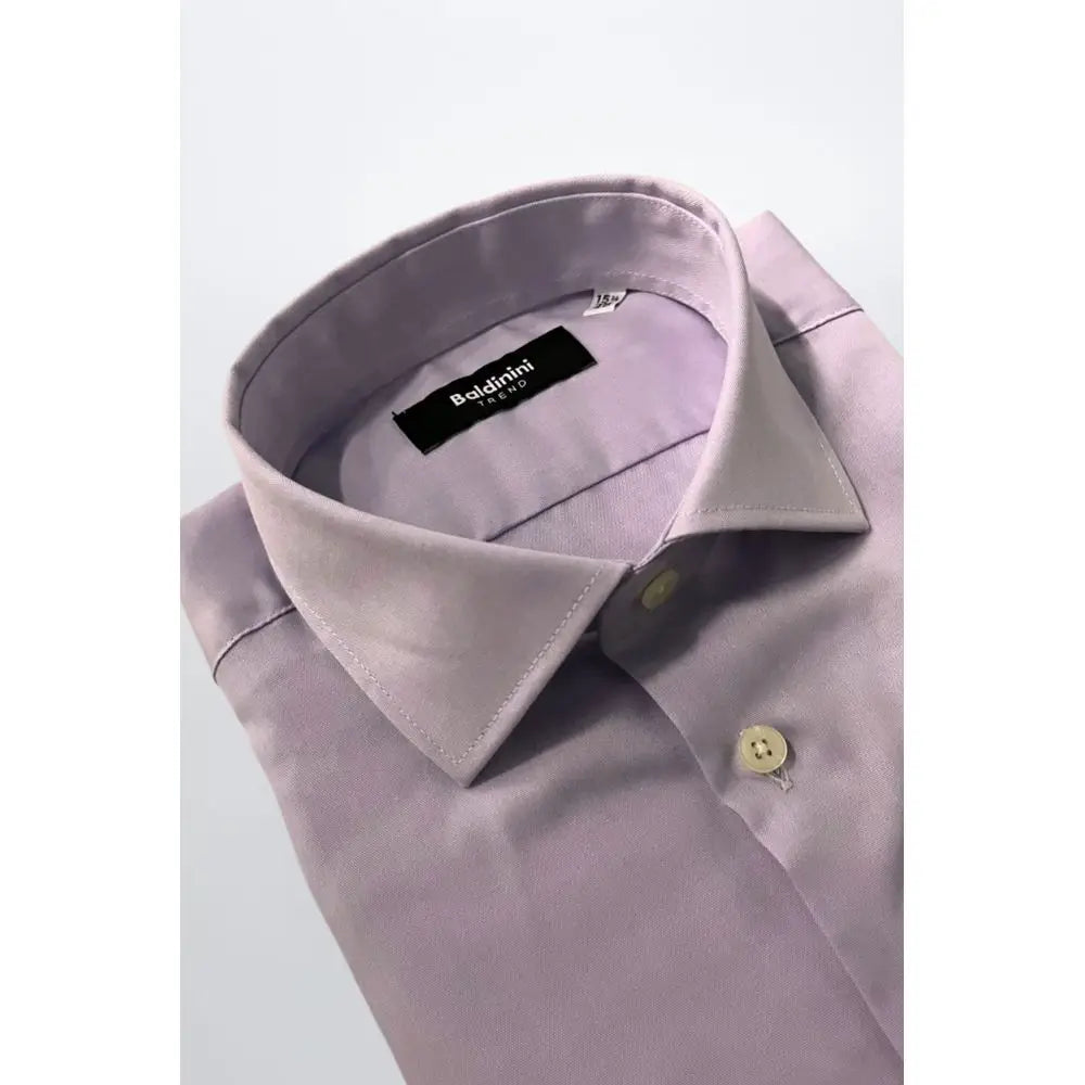 Baldinini Trend Purple Cotton Men Shirt i lavendel med fin snit