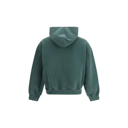 Balenciaga bicolor cotton sweatshirt i blød olivengrøn med løs pasform og ribbade manchetter