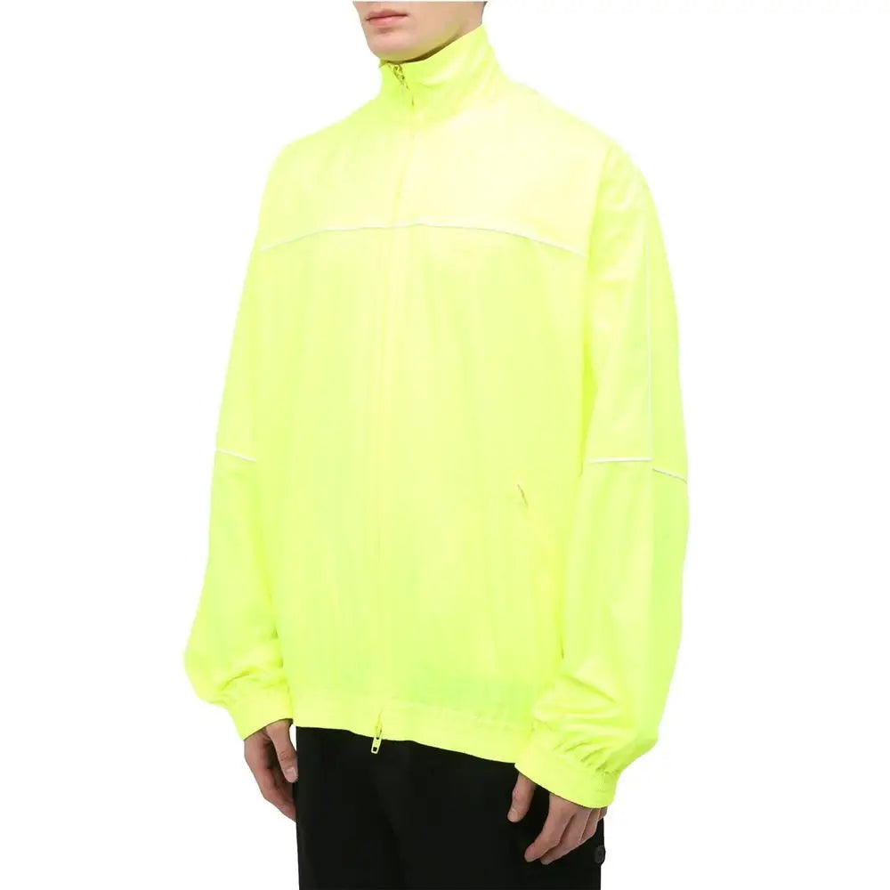 Balenciaga bicolor polyamide bomber i neon gul med hvid piping