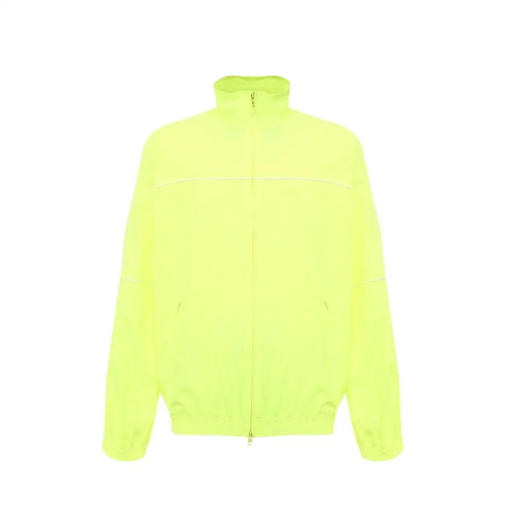 Balenciaga bicolor polyamide bomber i neon gul med hvid piping