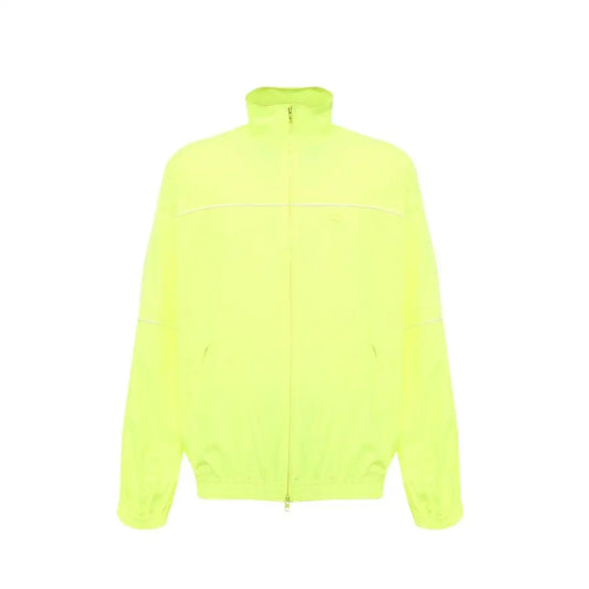 Balenciaga bicolor polyamide bomber i neon gul med hvid piping