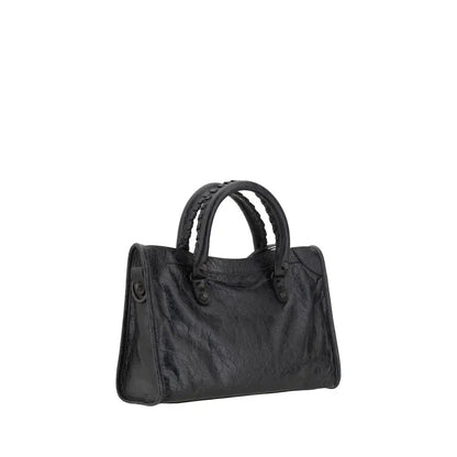 Balenciaga black calf leather Bos Taurus skulderpose med fletede håndtag