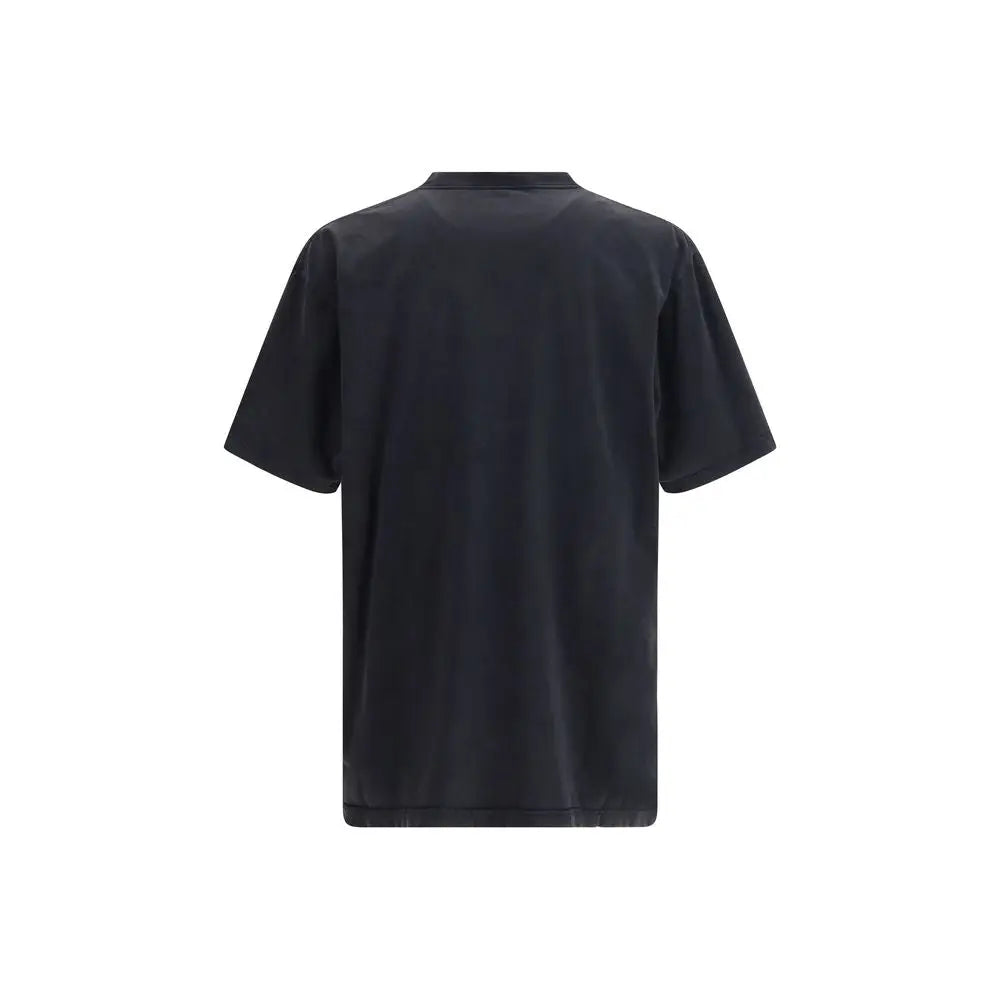 Balenciaga black cotton t-shirt med kortærmet, afslappet pasform og subtil tekstur