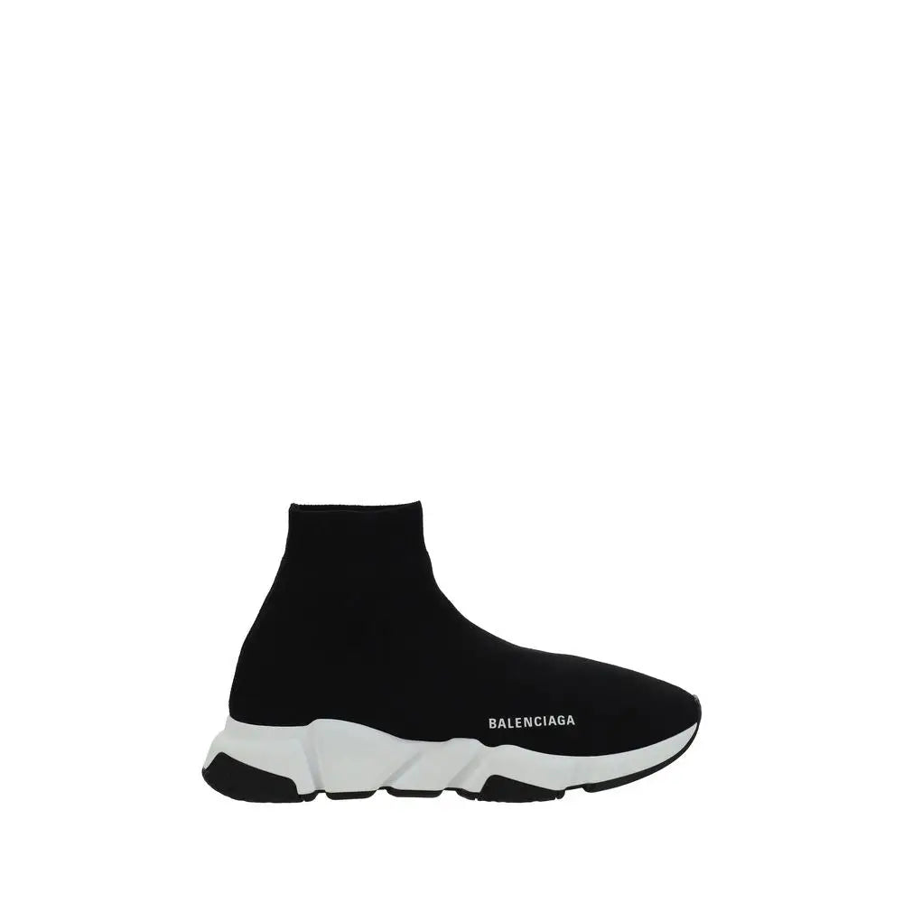 Balenciaga black elastane athletic sneakers with sleek sock-like upper and white midsole