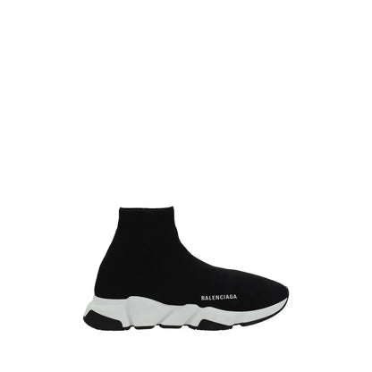Balenciaga black elastane athletic sneakers with sleek sock-like upper and white midsole