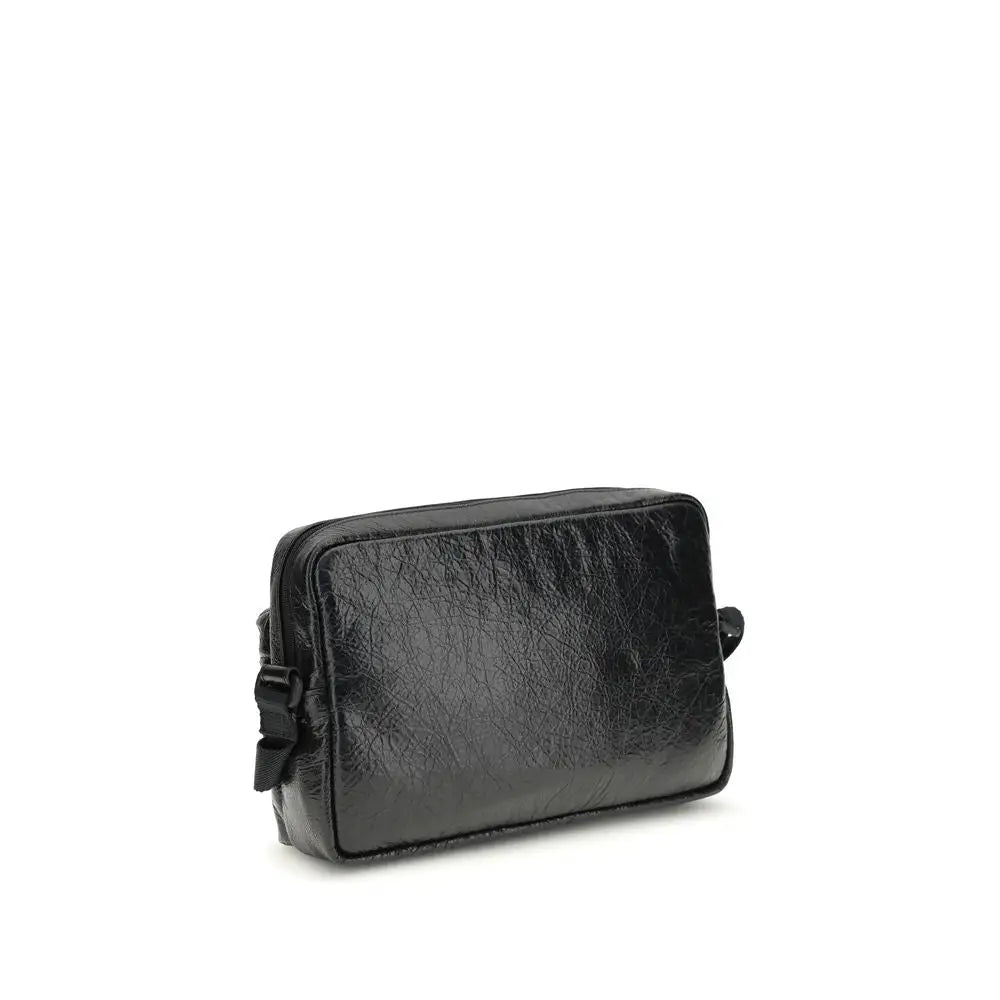Balenciaga black lamb ovis aries crossbody taske i tekstureret læder