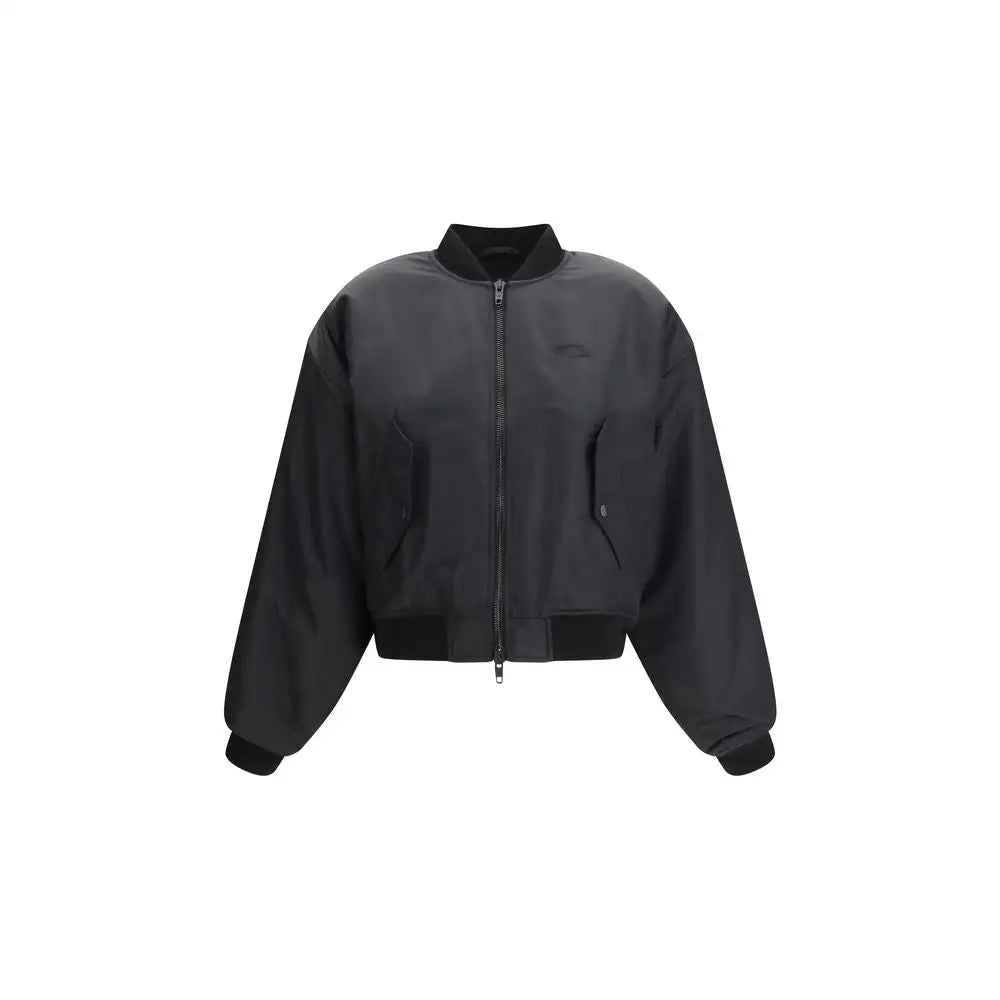 Balenciaga black polyamide bomber med minimalistisk design