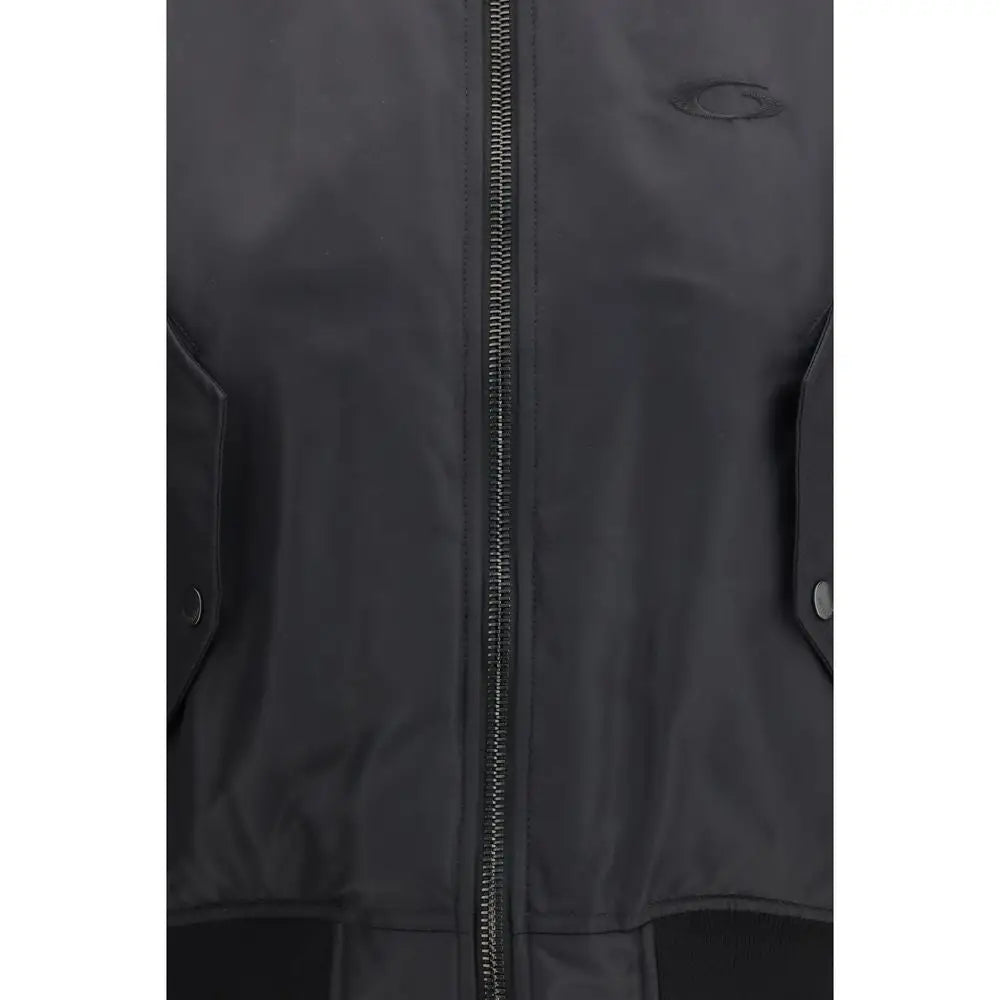 Balenciaga sort polyamid bomber med lynlås og logo