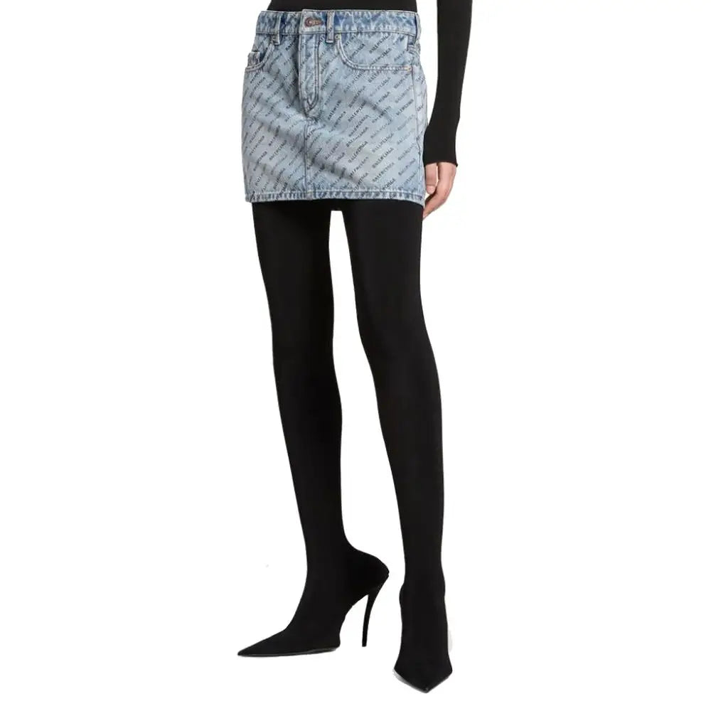 Balenciaga blå denim mini skirt med logo print – spar 30–70% på mode