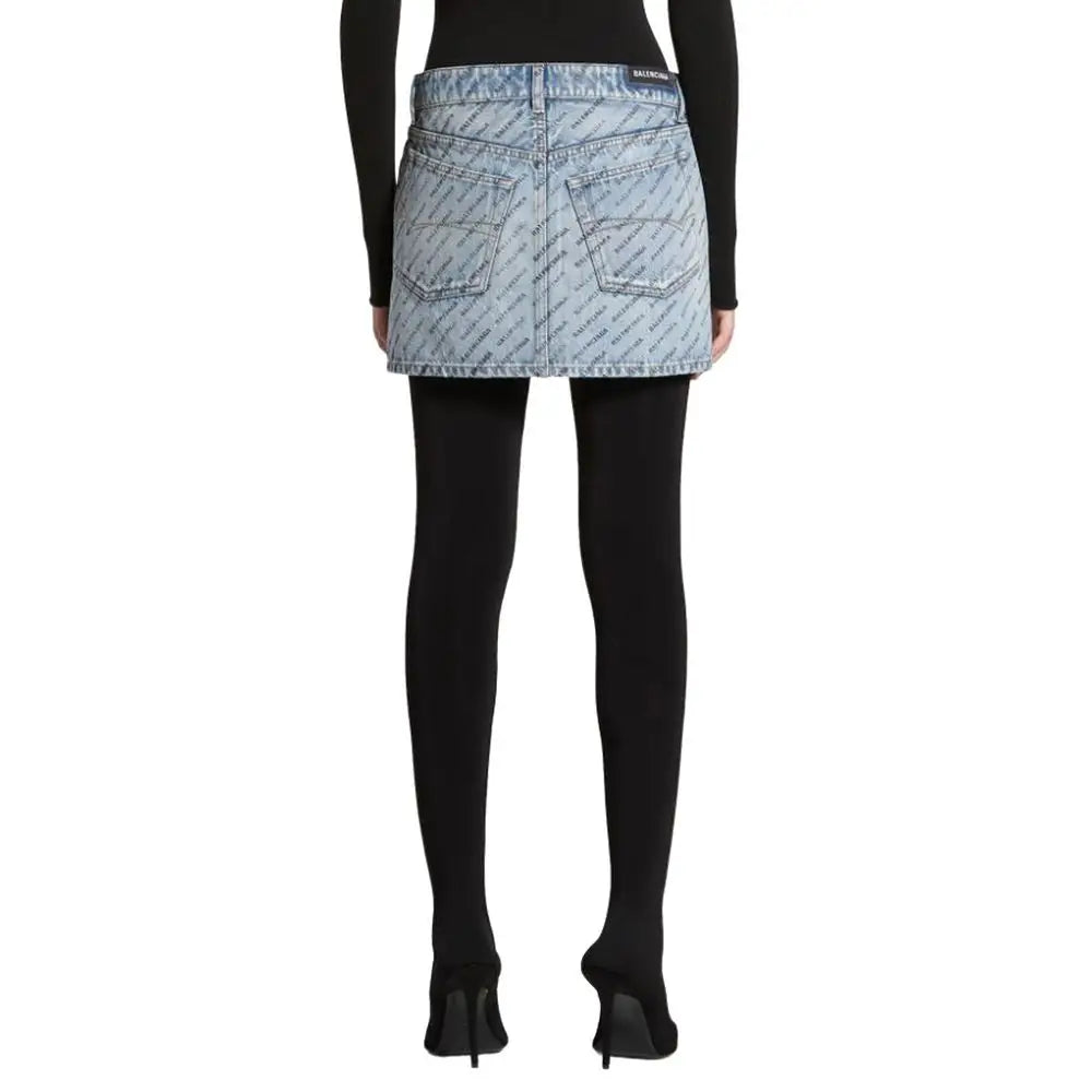 Balenciaga blå denim mini skirt med logo print – spar 30–70% på mode