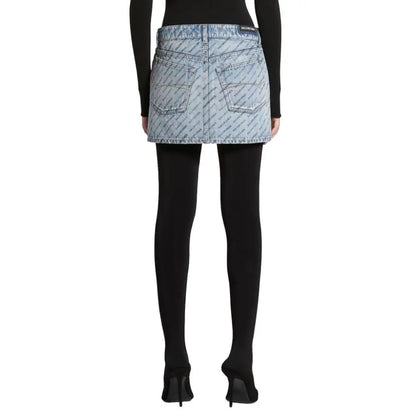 Balenciaga blå denim mini skirt med logo print – spar 30–70% på mode