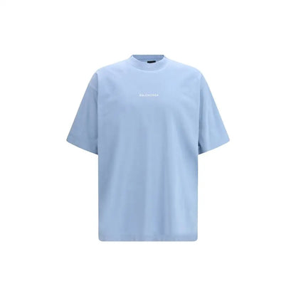 Balenciaga light blue oversized t-shirt med minimalistisk hvid logo