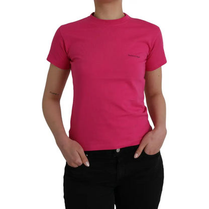 Balenciaga Pink Cotton Crew Neck Short Sleeves Tee T-shirt - T-shirts
