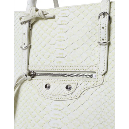 Balenciaga hvid gul eksotisk skind læder shopping tote PAPIER taske