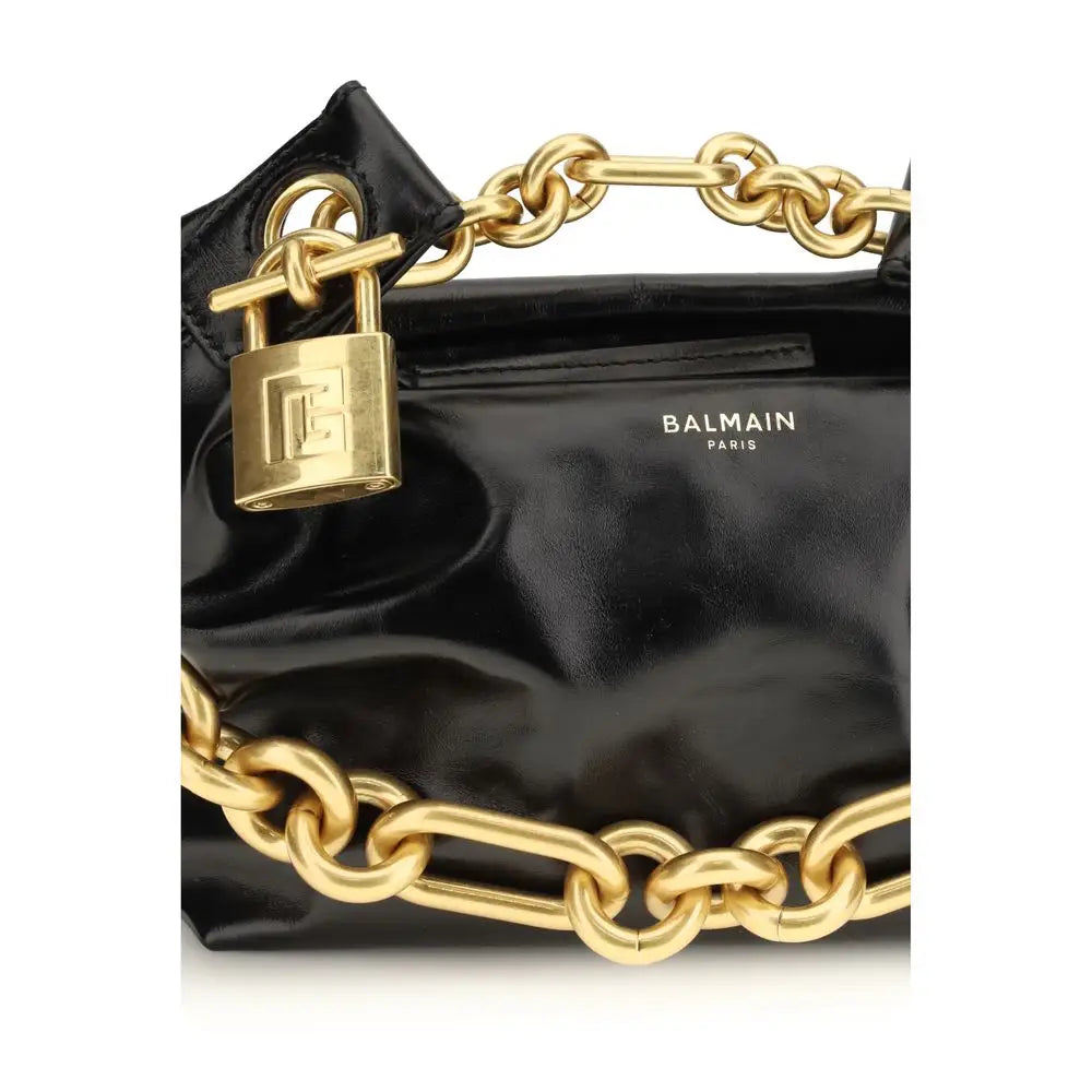 Balmain Black Calf Leather Bos Taurus Shoulder Bag - Skuldertasker