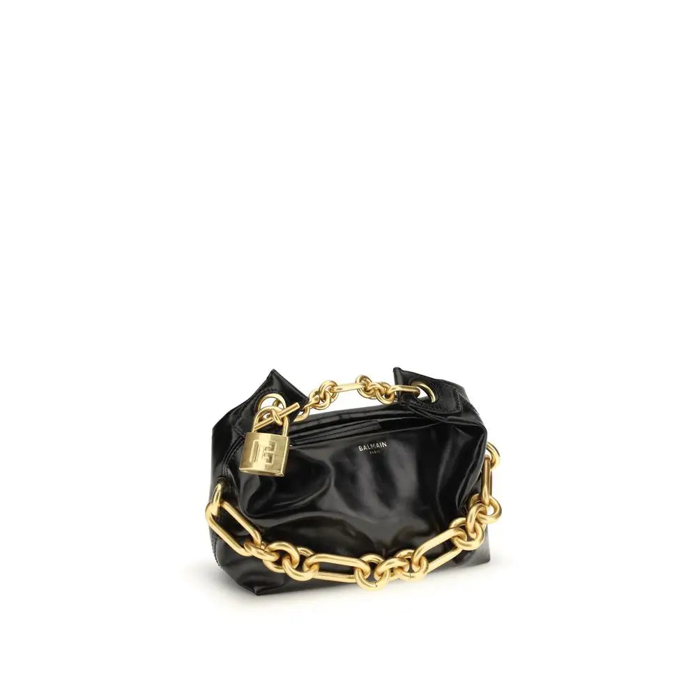 Balmain Black Calf Leather Bos Taurus Shoulder Bag - Skuldertasker