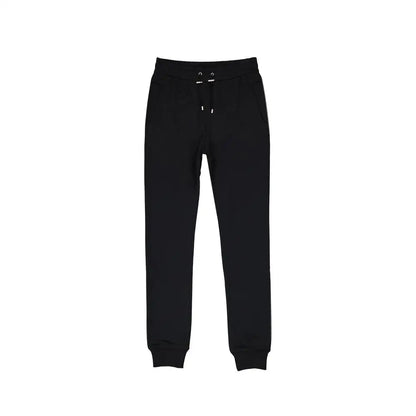 Balmain black cotton joggers med snøreknude og ribbade manchetter