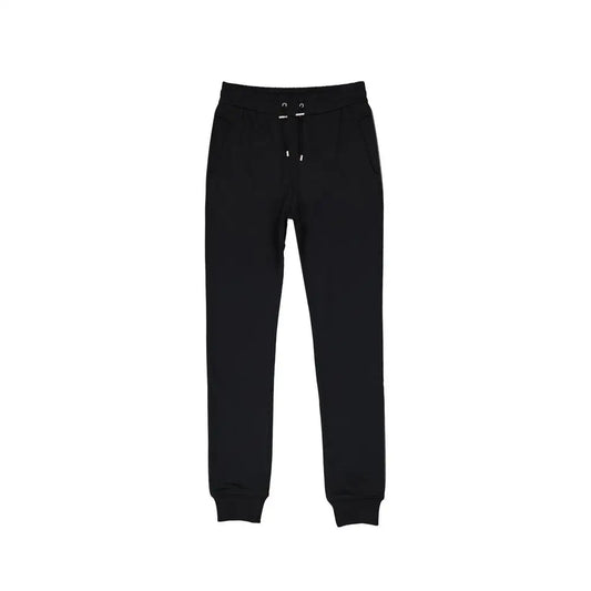 Balmain black cotton joggers med snøreknude og ribbade manchetter