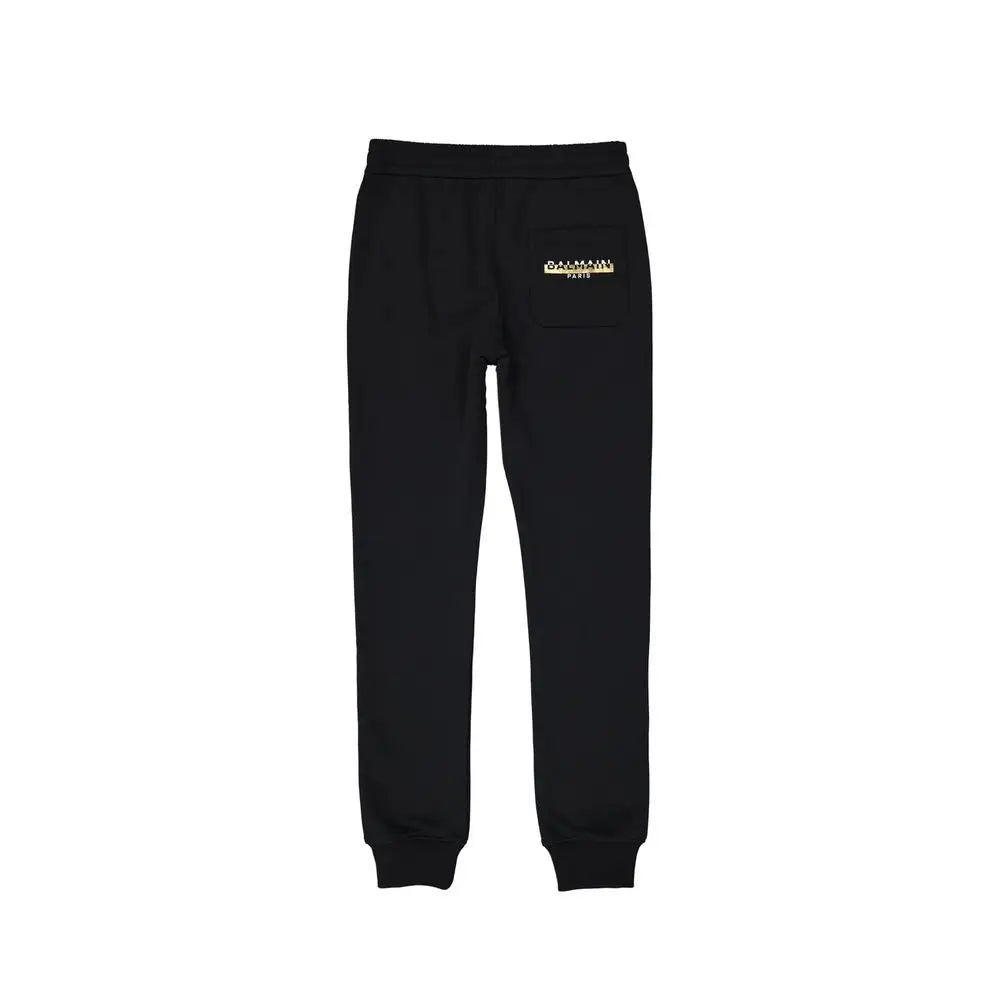 Balmain black cotton joggers med guldlogo på bagside
