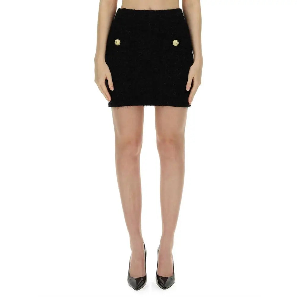 Balmain sort bomuld mini skirt med guldknapper – spar 30–70% på mode