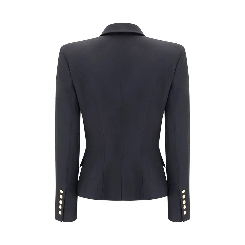 Balmain double-breasted blazer i sort med guldknapper, 100% originale brands