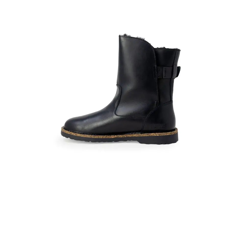 Birkenstock black leather ankle boots med korksål og bagrem