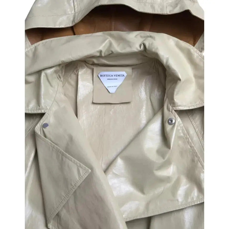 Bottega Veneta Beige Lambskin Leather Trench Coat Jacket