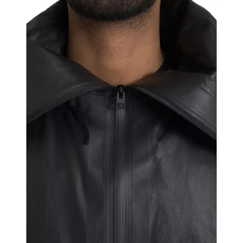 Bottega Veneta Black Leather Hooded Men Trenchcoat Jacket