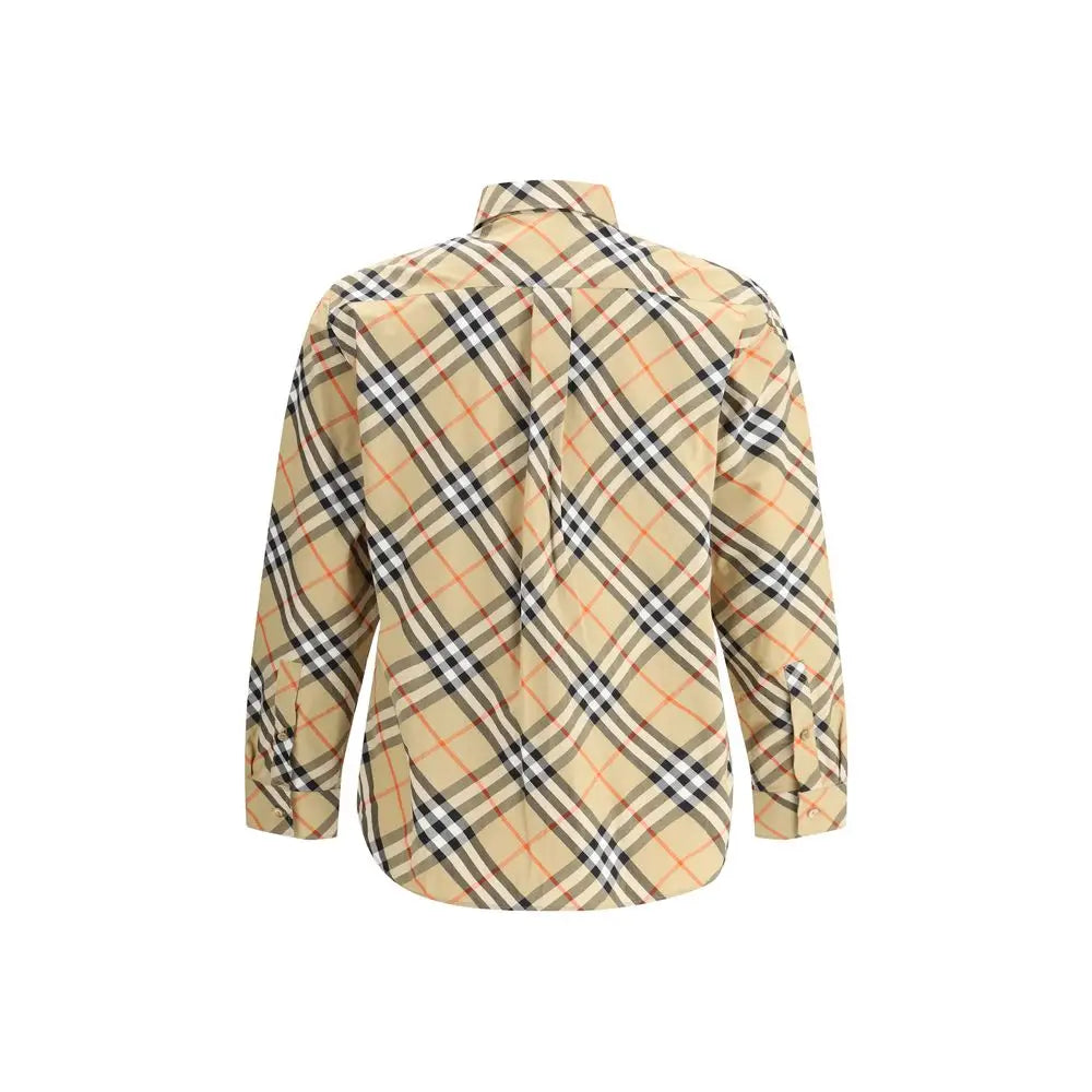Burberry archive check skjorte i beige, sort og orange tartan med klassisk krave