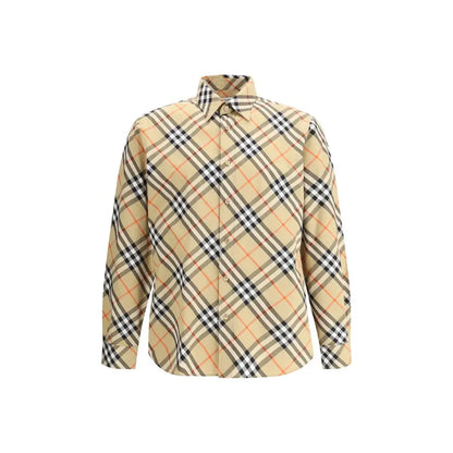 Burberry Archive Check skjorte i beige, sort, hvid og orange tern med langærmet knapopdelt design og klassisk krave