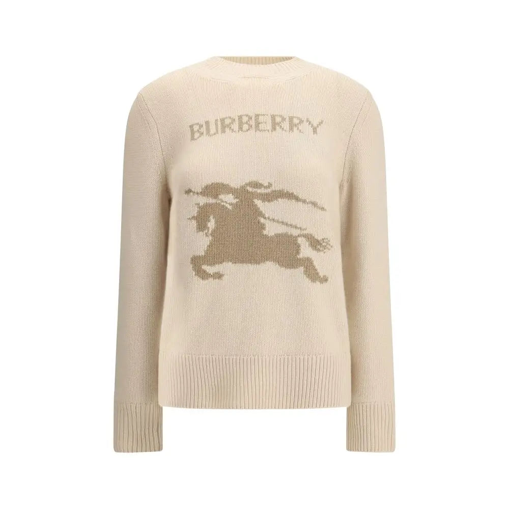 Burberry beige cashmere sweater med heste-logo