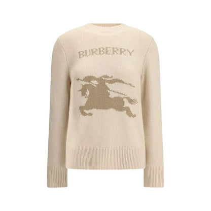 Burberry beige cashmere sweater med heste-logo