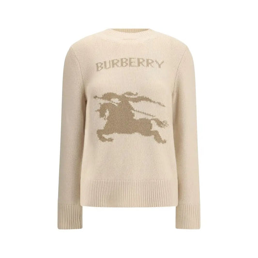 Burberry beige cashmere sweater med heste-logo