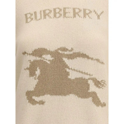 Beige cashmere sweater med Burberry equestrian knight-logo